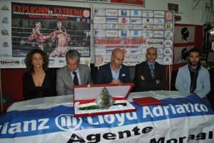 Un momento della conferenza stampa, al centro Angelo Tarantini e a sinistra assessore comunale Sport Alessio Marras